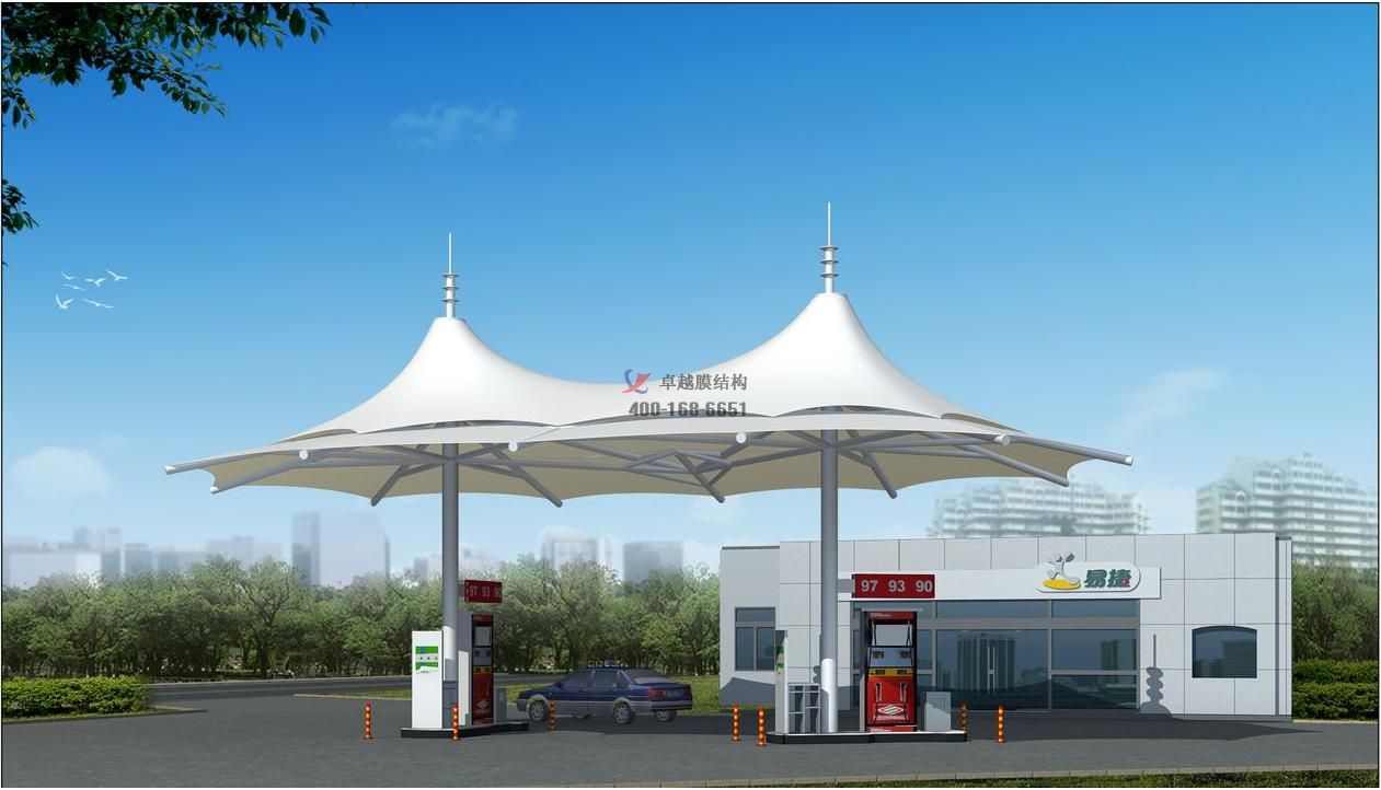 陽泉市周邊膜結(jié)構(gòu)加油站頂棚、罩棚設(shè)計(jì)施工案例